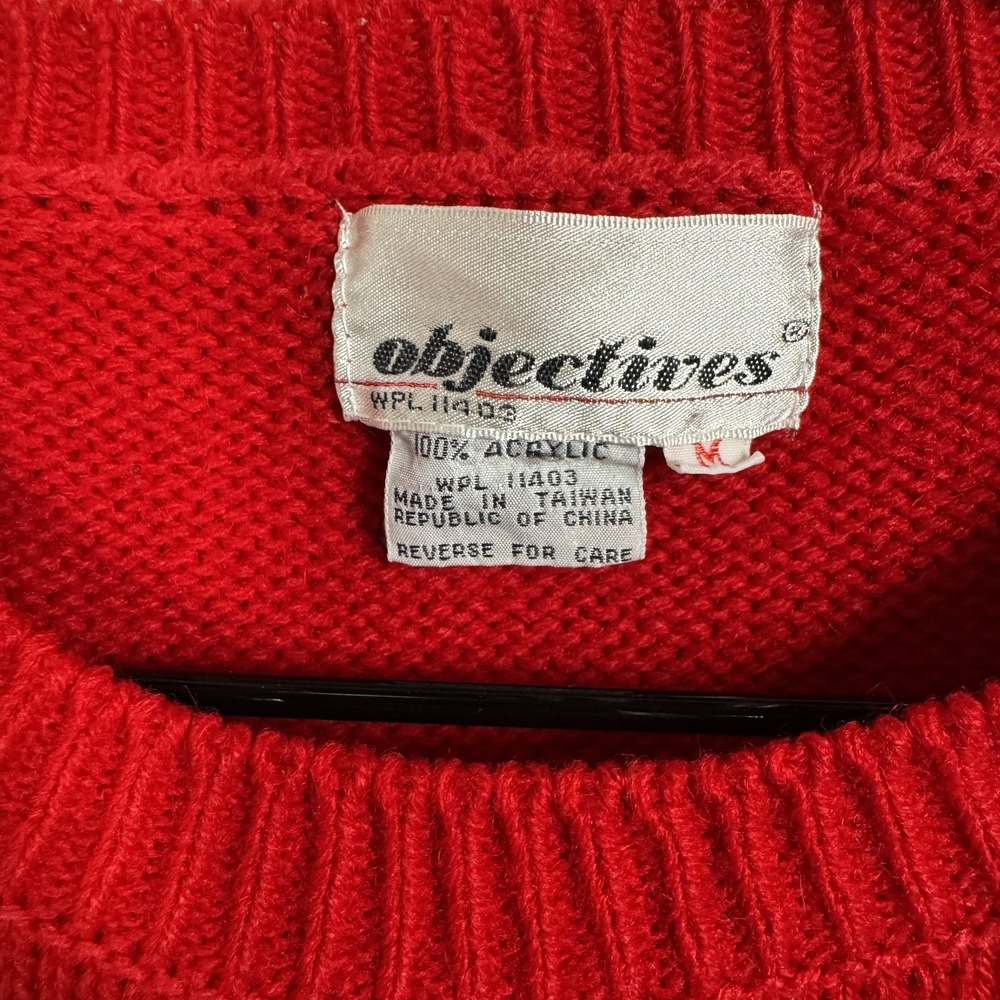 Vintage Objectives Sweater Womens Medium Button Shoulder Acrylic Pullover 80s 90 - Picture 2 of 6